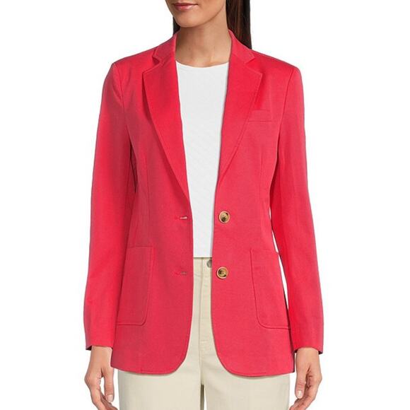 J. McLaughlin Jackets & Blazers - $288 J. McLaughlin Vesta Linen Twill Blazer | Sz 10, Deep Coral Orange NEW